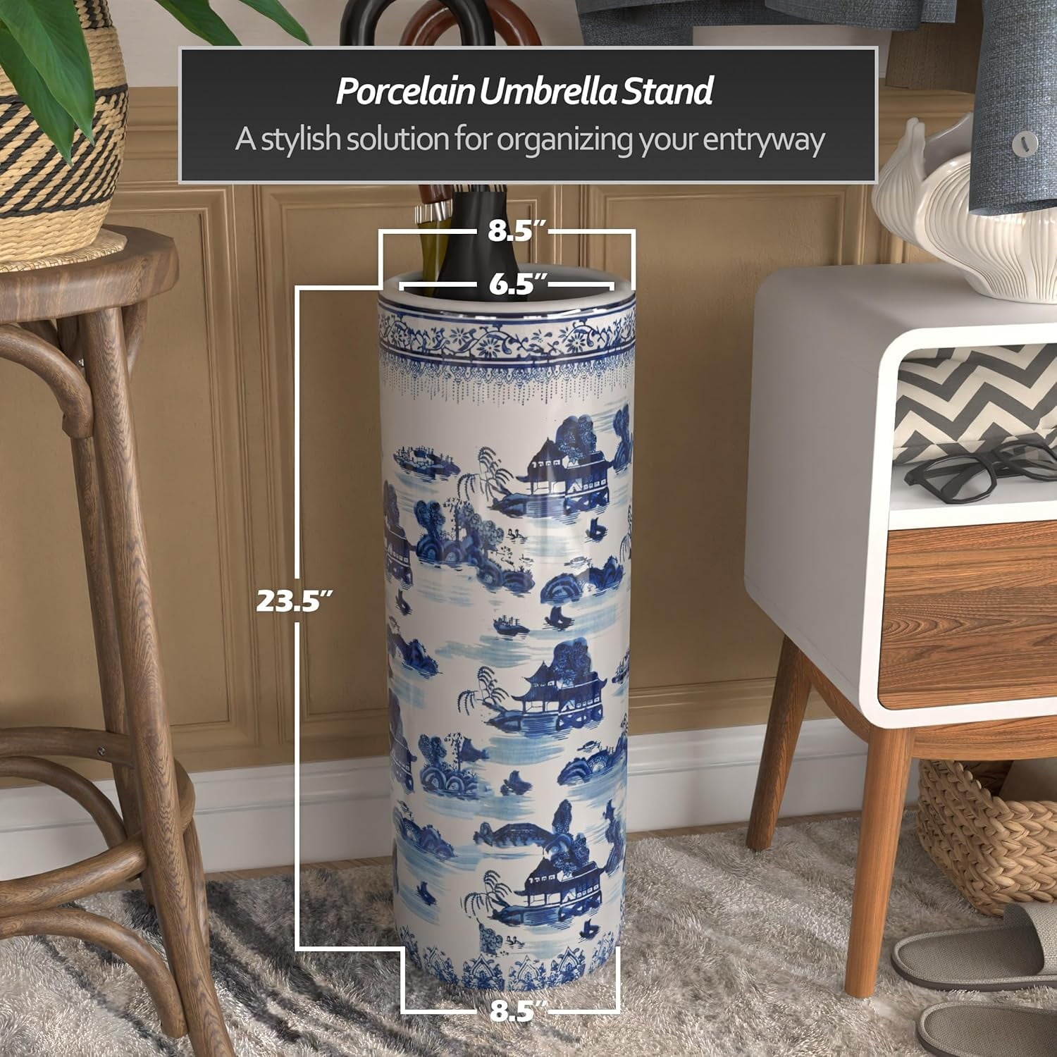 20 Blue & White Porcelain  Stand with Landscape Design