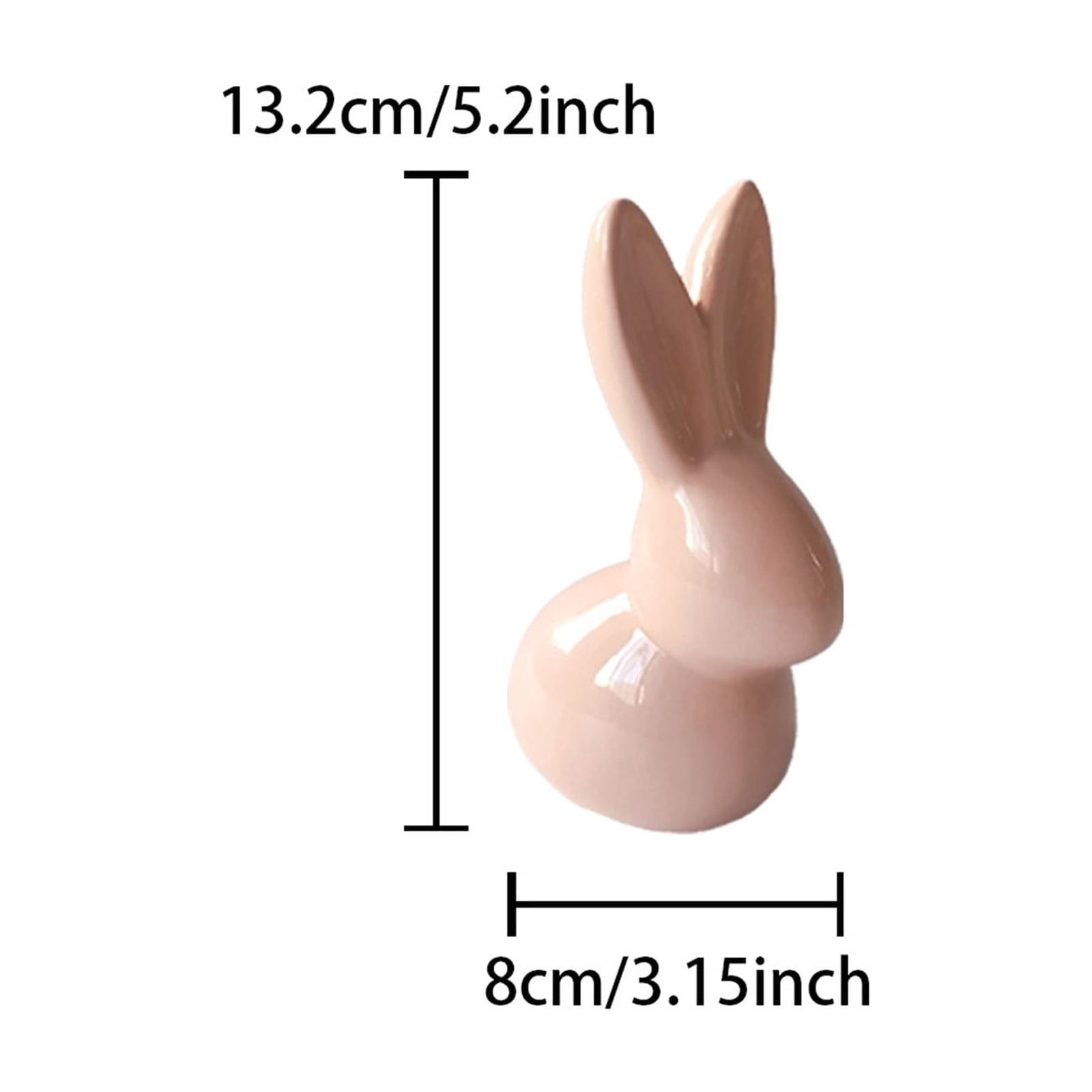 Easter Decorations Ceramic Bunny Figurine, White and Pink Rabbit Statue for Home Accents, Spring Table Centerpiece or Shelf Decor