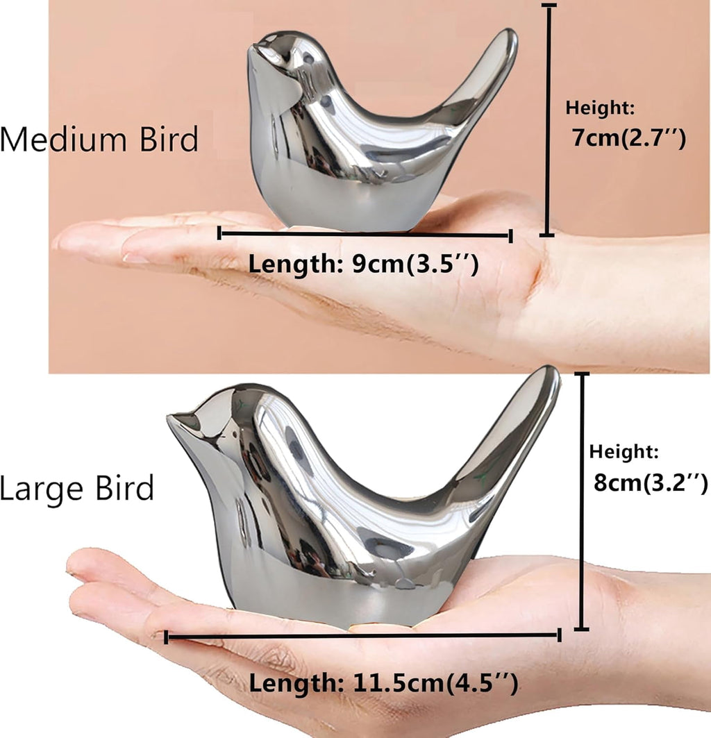 Small Birds Statues Gold Home Decor Modern Style Figurine Decorative Ornaments for Living Room, Bedroom, Office Desktop, Cabinets Extra Large-Golden