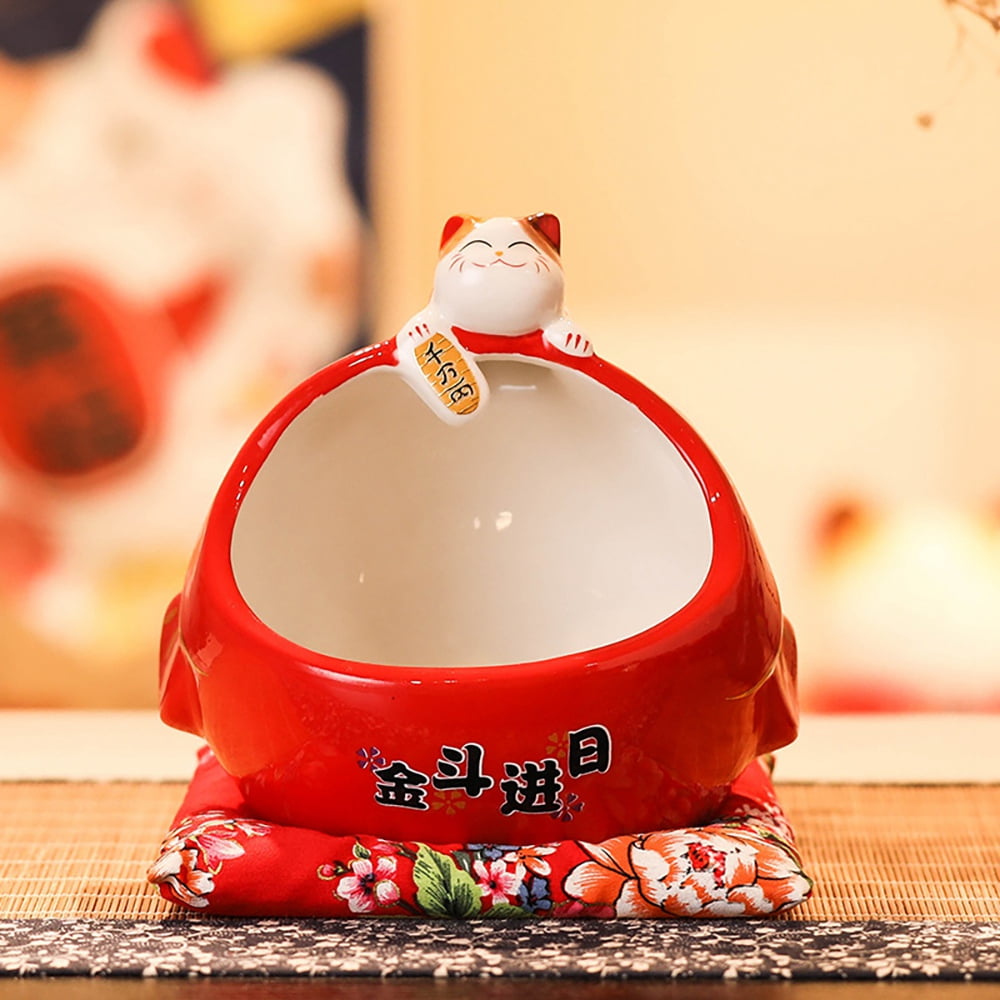 Ceramic Candy Box Cute Storage Box Money Box Chinese Home Decor for Attract Wealth and Good Luck