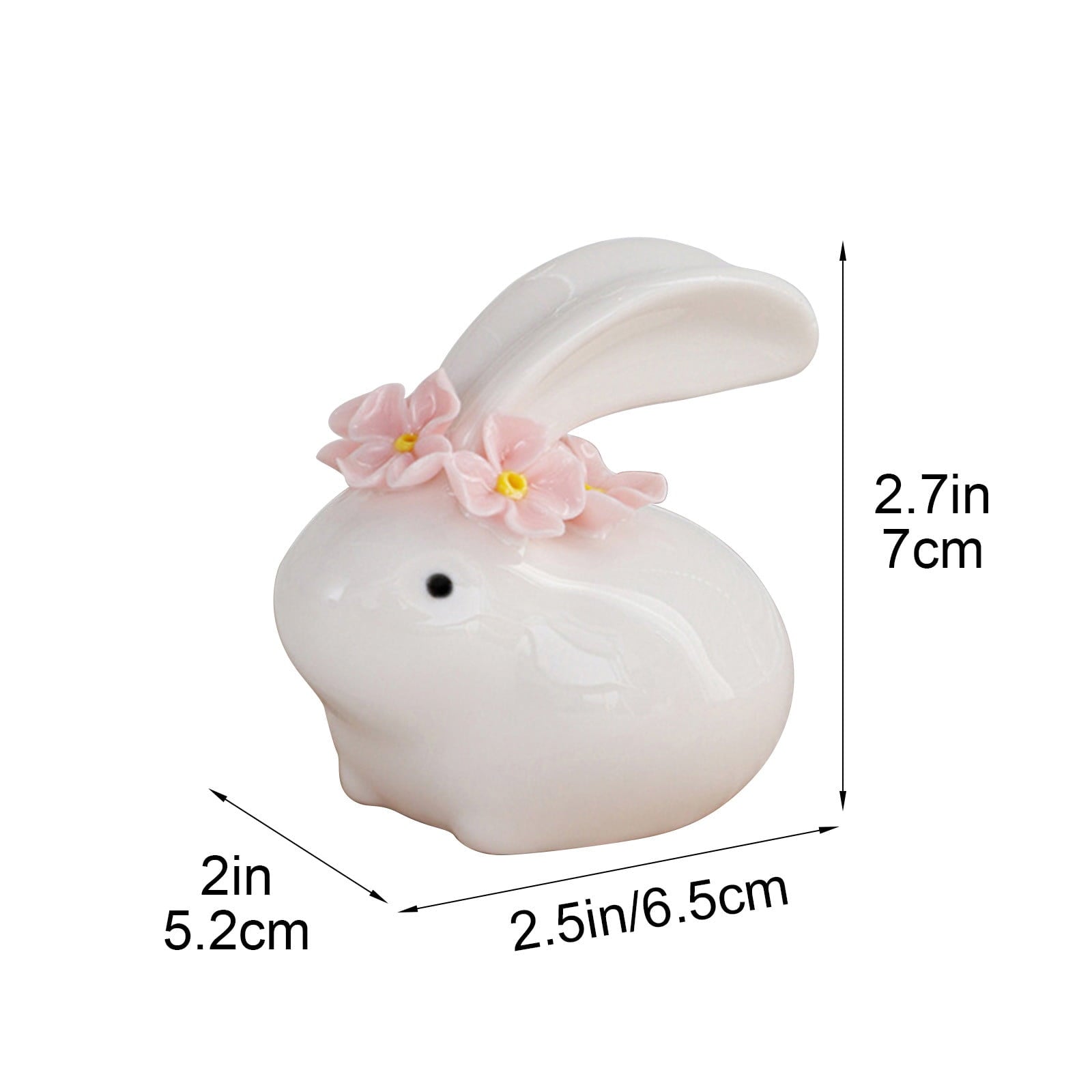 Easter Decorations Ceramic Bunny Figurine, White Rabbit Ornament for Spring Home Accent, Cute Shelf Decor for Living Room Tabletop Centerpiece