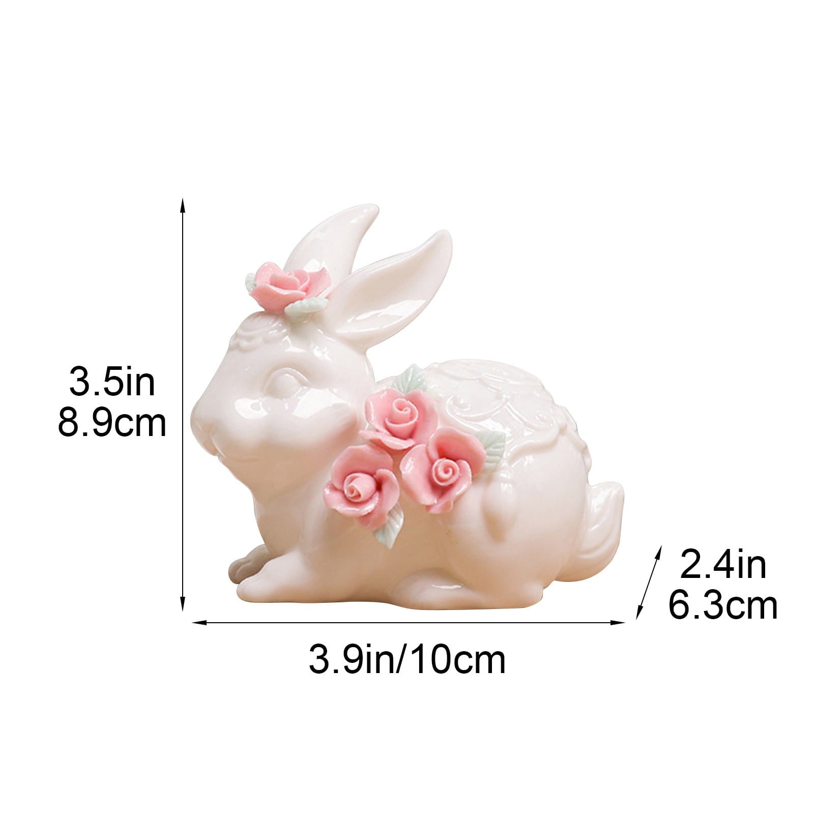 Easter Decorations Ceramic Bunny Figurine, White Rabbit Ornament for Spring Home Accent, Cute Shelf Decor for Living Room Tabletop Centerpiece