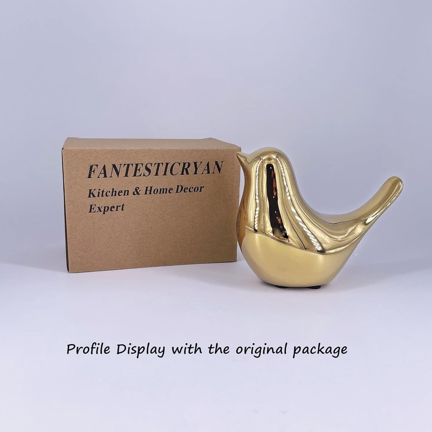 Small Birds Statues Gold Home Decor Modern Style Figurine Decorative Ornaments for Living Room, Bedroom, Office Desktop, Cabinets Extra Large-Golden