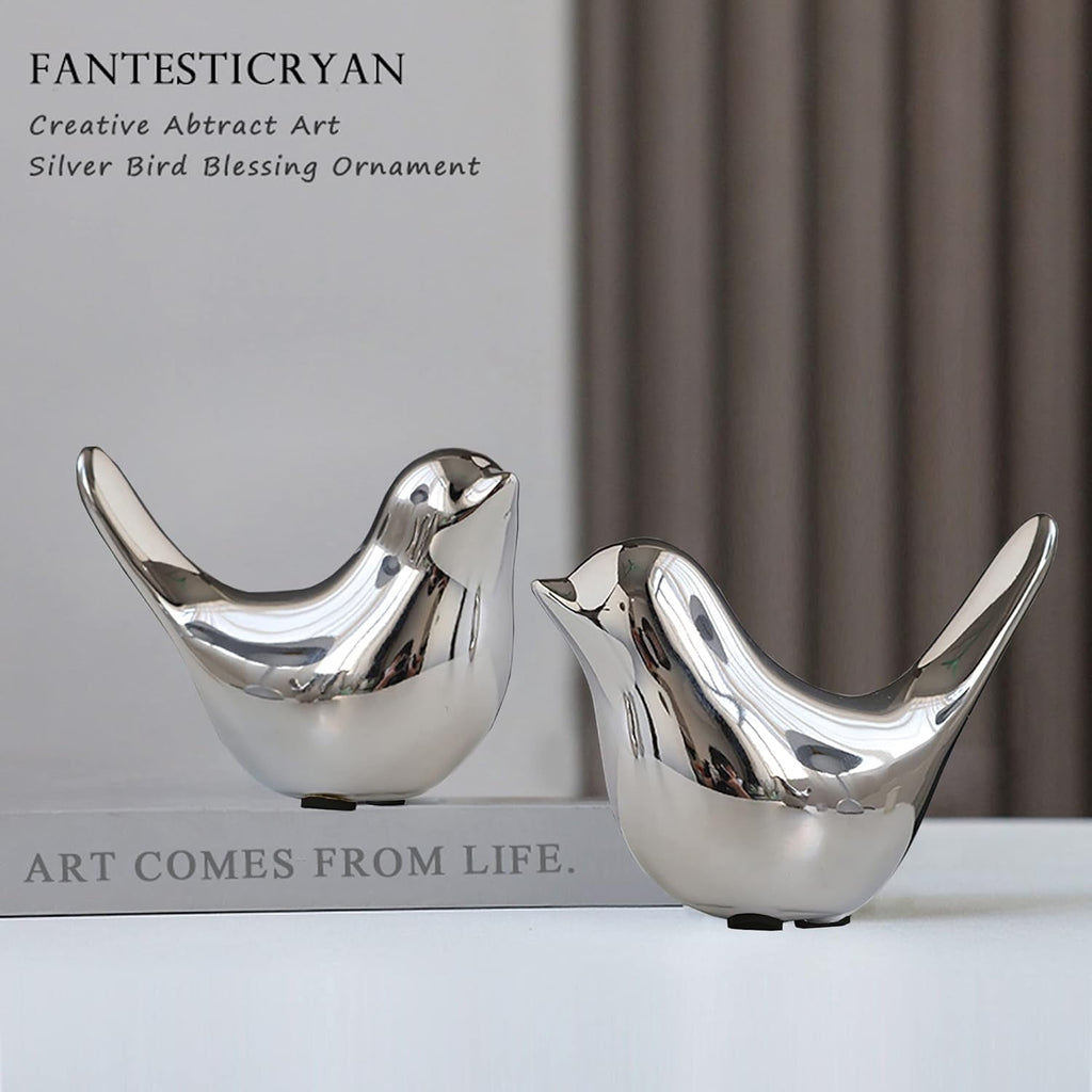Small Birds Statues Gold Home Decor Modern Style Figurine Decorative Ornaments for Living Room, Bedroom, Office Desktop, Cabinets Extra Large-Golden