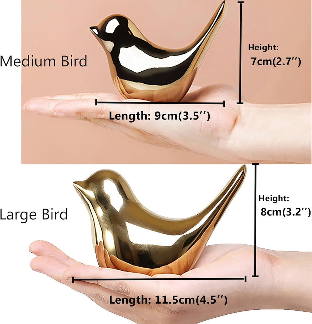Small Birds Statues Gold Home Decor Modern Style Figurine Decorative Ornaments for Living Room, Bedroom, Office Desktop, Cabinets Extra Large-Golden