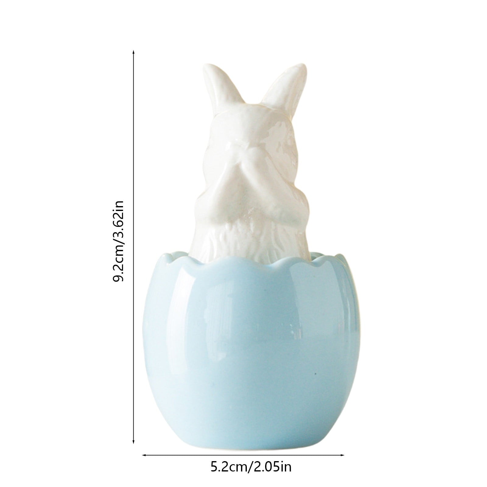 Blue Ceramic Bunny Figurine, Easter Decorations for Home, Spring Rabbit Statue for Table Mantel Shelf, Cute Pastel Easter Gift