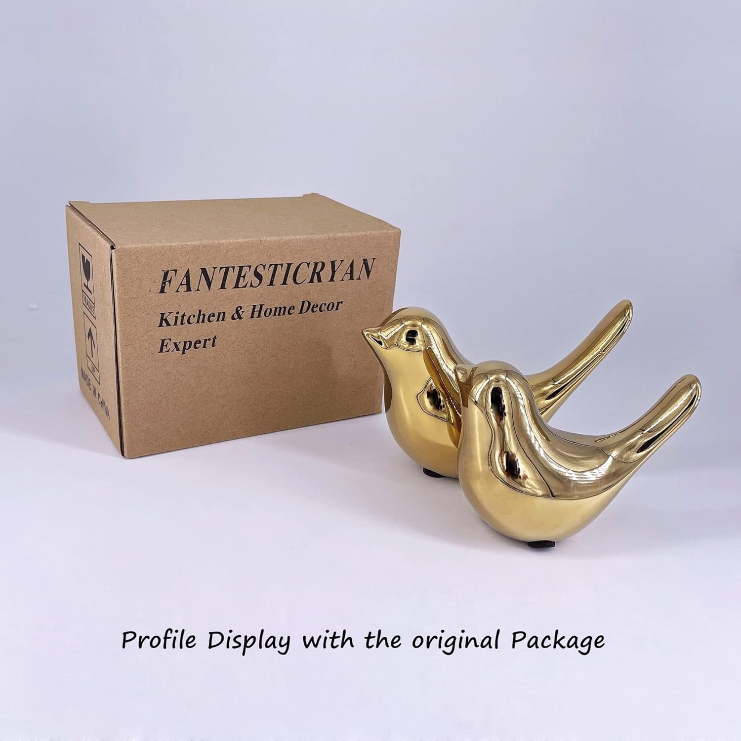 Small Birds Statues Gold Home Decor Modern Style Figurine Decorative Ornaments for Living Room, Bedroom, Office Desktop, Cabinets Extra Large-Golden