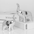A Pair Elephant Statue Home Decor,Sculpture for Office Desktop Bookshelf (Ceramics Silver)