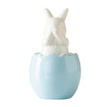 Blue Ceramic Bunny Figurine, Easter Decorations for Home, Spring Rabbit Statue for Table Mantel Shelf, Cute Pastel Easter Gift