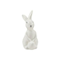 Ceramic Easter Bunny Figurine with Egg, White Spring Home Decor for Tabletop, Cute Rabbit Ornament for Holiday Shelf Decorations