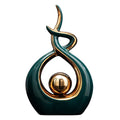 Ceramic Statue Figurine Green and Gold Small Home Decor