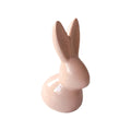Easter Decorations Ceramic Bunny Figurine, White and Pink Rabbit Statue for Home Accents, Spring Table Centerpiece or Shelf Decor