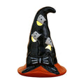 Halloween Ceramic Pumpkin Night Light 4.9 in Witch Hat Light Up Figurine, Hollow LED Tabletop Decor for Mantel Shelf Desk