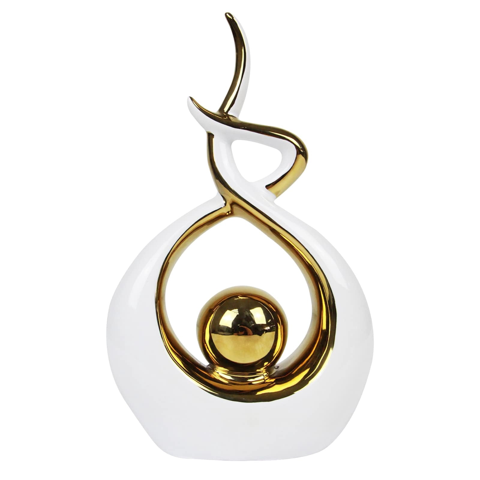 Ceramic Statue Figurine Black and Gold Small Modern Abstract Art Home Decor
