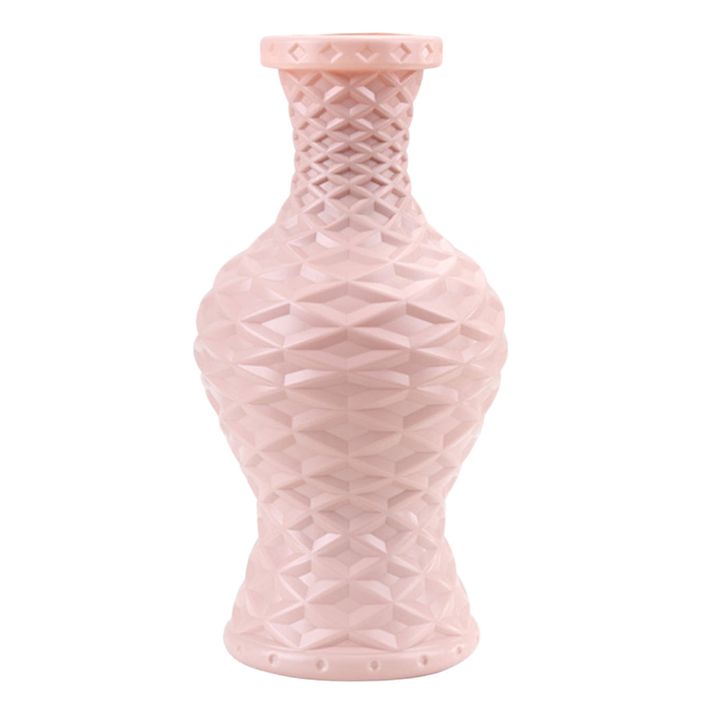 Plastic Flower Vase with Imitation Glazed Finish, 11 Inch Shatterproof Decorative Centerpiece for TV Cabinet and Living Room Styling
