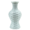 Plastic Flower Vase with Imitation Glazed Finish, 11 Inch Shatterproof Decorative Centerpiece for TV Cabinet and Living Room Styling