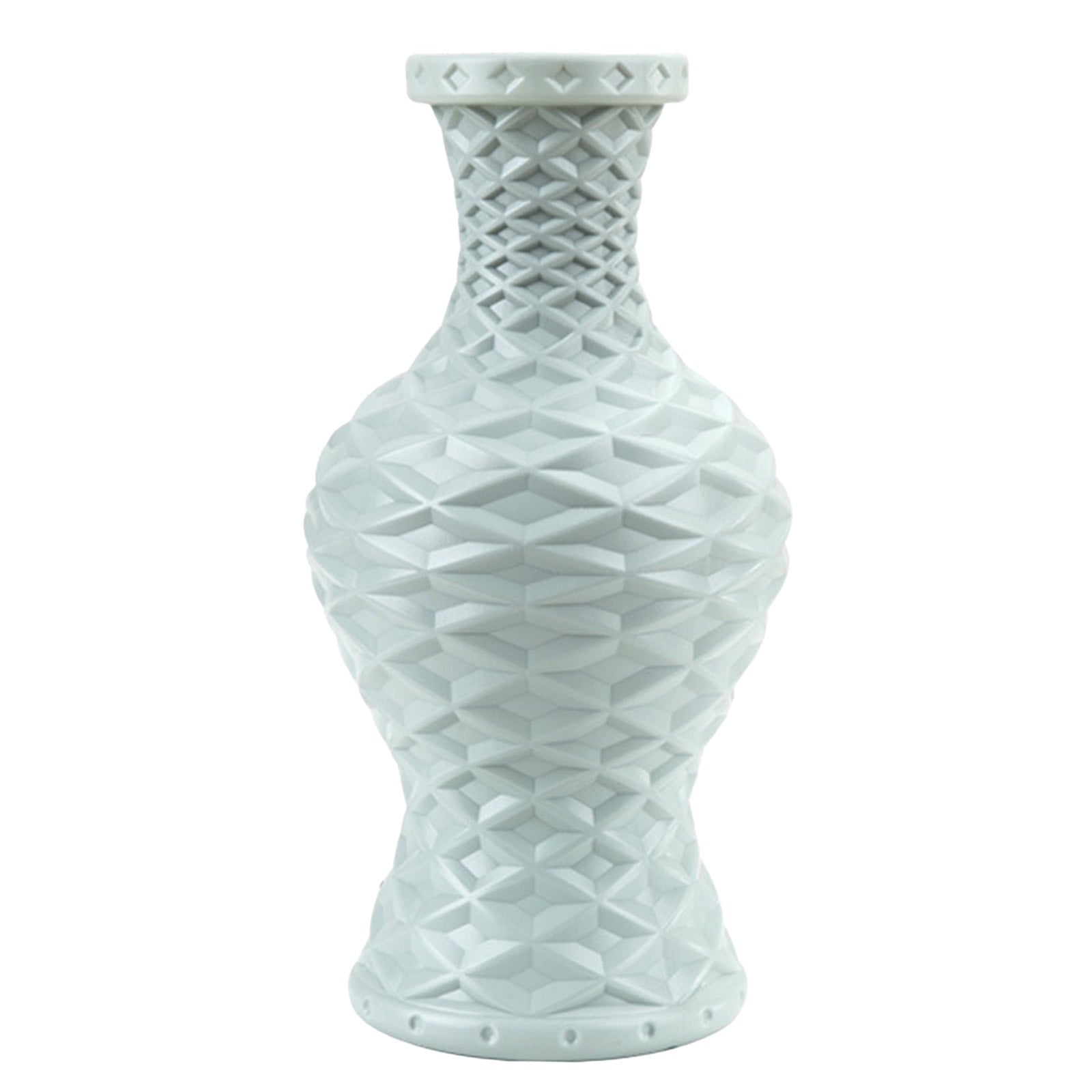 Plastic Flower Vase with Imitation Glazed Finish, 11 Inch Shatterproof Decorative Centerpiece for TV Cabinet and Living Room Styling