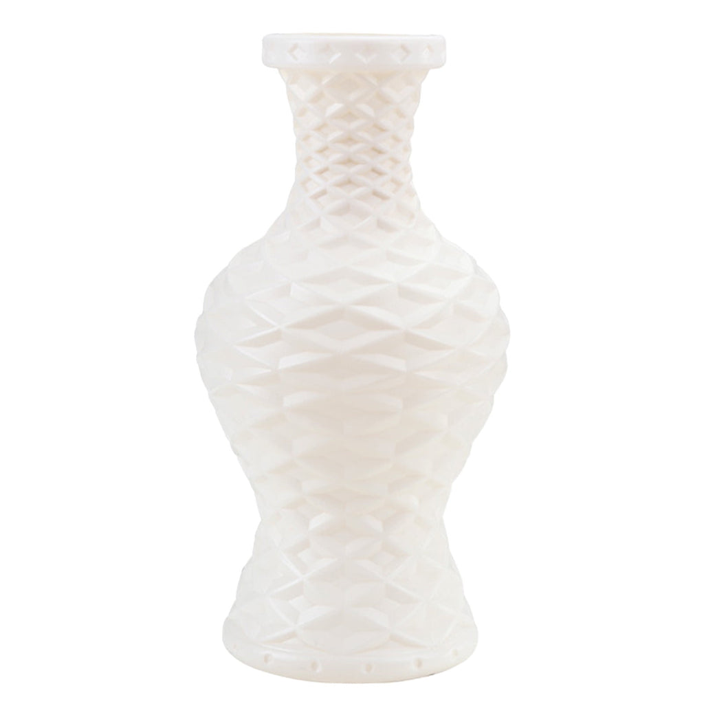Plastic Flower Vase with Imitation Glazed Finish, 11 Inch Shatterproof Decorative Centerpiece for TV Cabinet and Living Room Styling