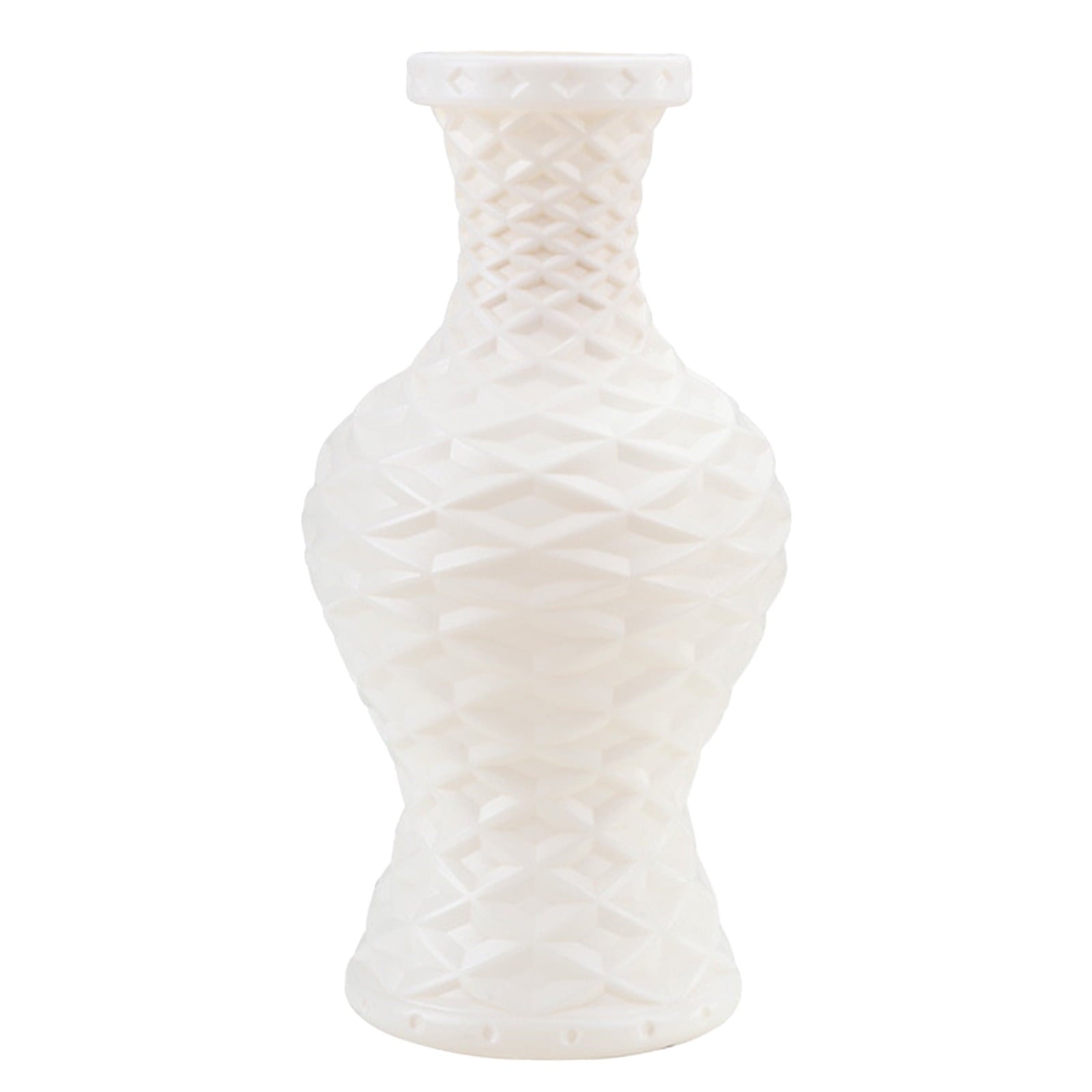 Plastic Flower Vase with Imitation Glazed Finish, 11 Inch Shatterproof Decorative Centerpiece for TV Cabinet and Living Room Styling