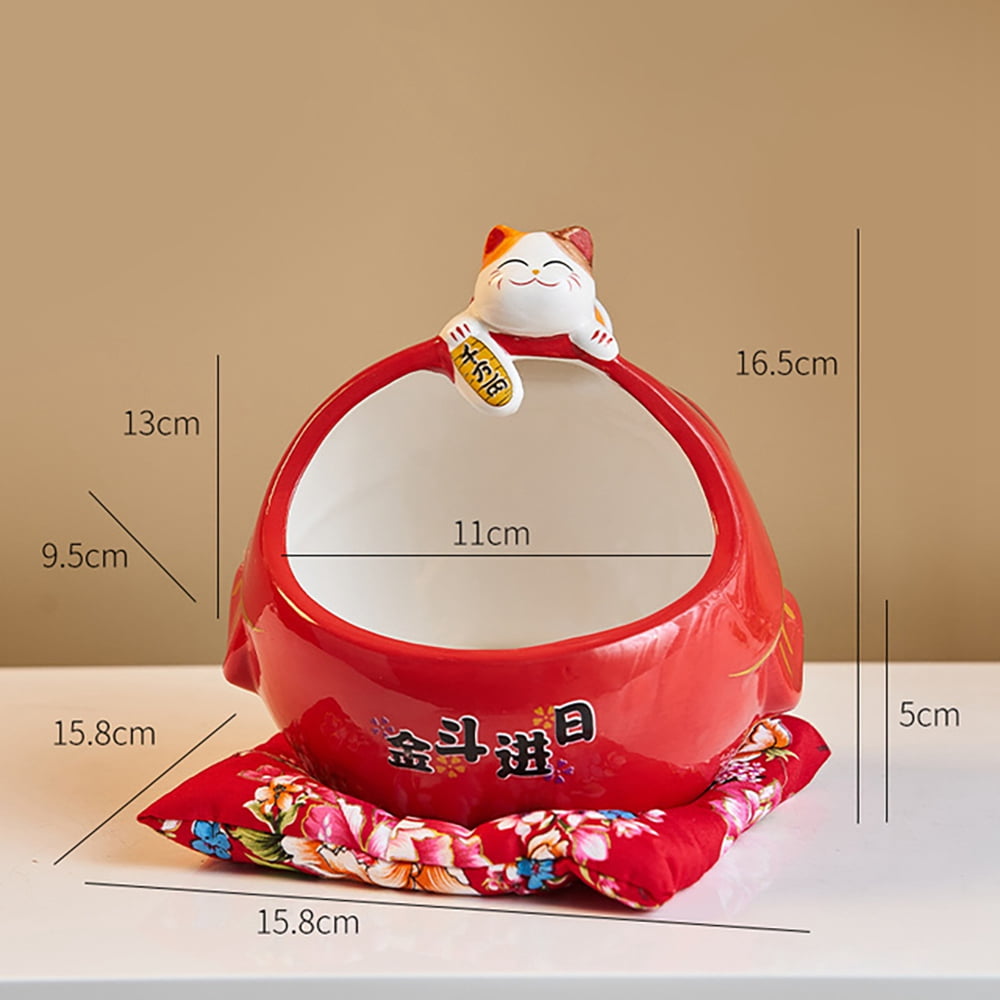 Ceramic Candy Box Cute Storage Box Money Box Chinese Home Decor for Attract Wealth and Good Luck