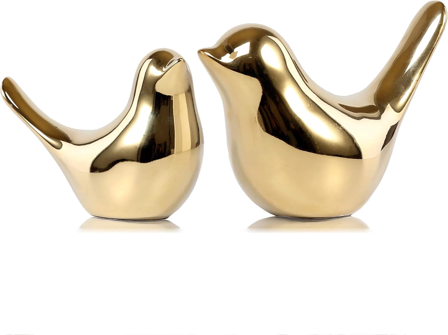 Small Birds Statues Gold Home Decor Modern Style Figurine Decorative Ornaments for Living Room, Bedroom, Office Desktop, Cabinets Extra Large-Golden