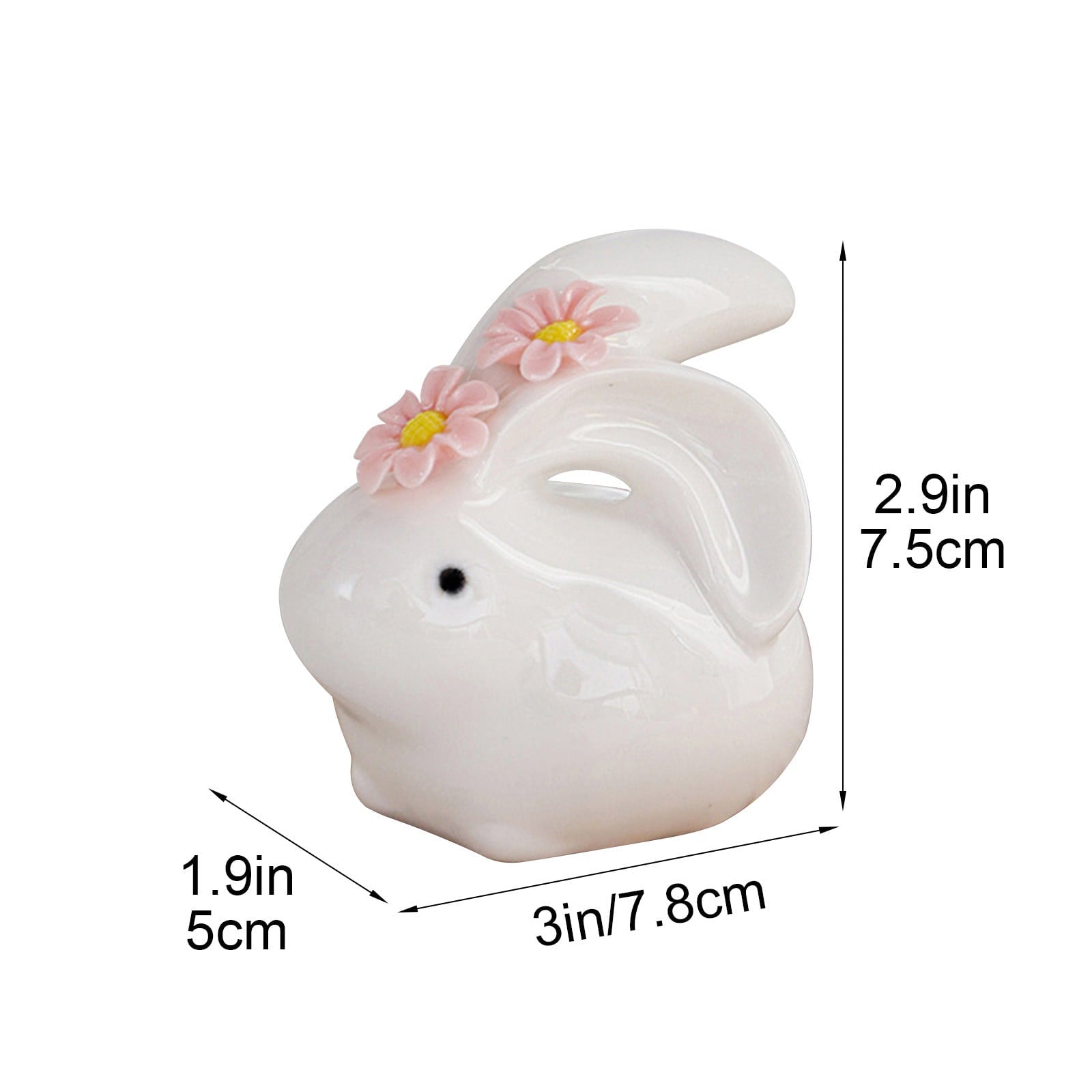 Easter Decorations Ceramic Bunny Figurine, White Rabbit Ornament for Spring Home Accent, Cute Shelf Decor for Living Room Tabletop Centerpiece