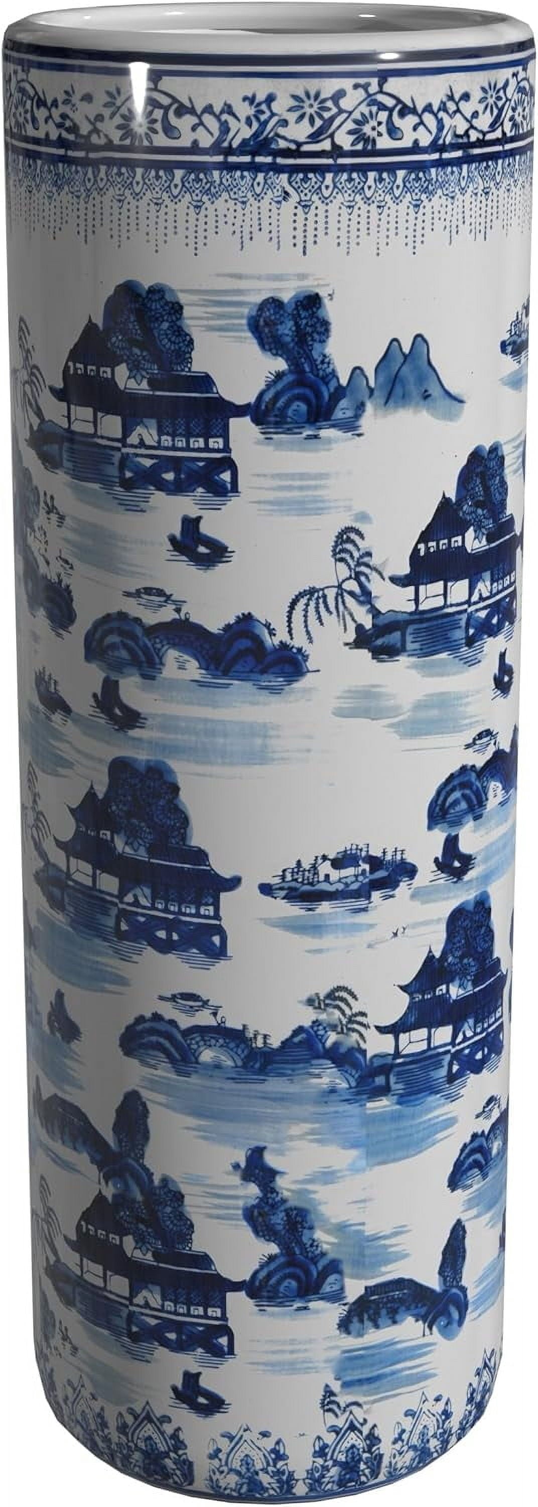 20 Blue & White Porcelain  Stand with Landscape Design