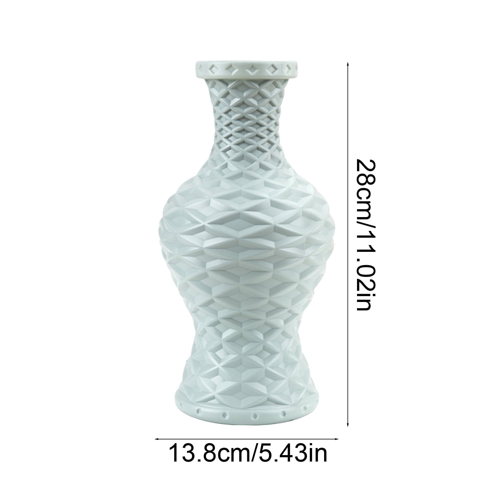 Plastic Flower Vase with Imitation Glazed Finish, 11 Inch Shatterproof Decorative Centerpiece for TV Cabinet and Living Room Styling
