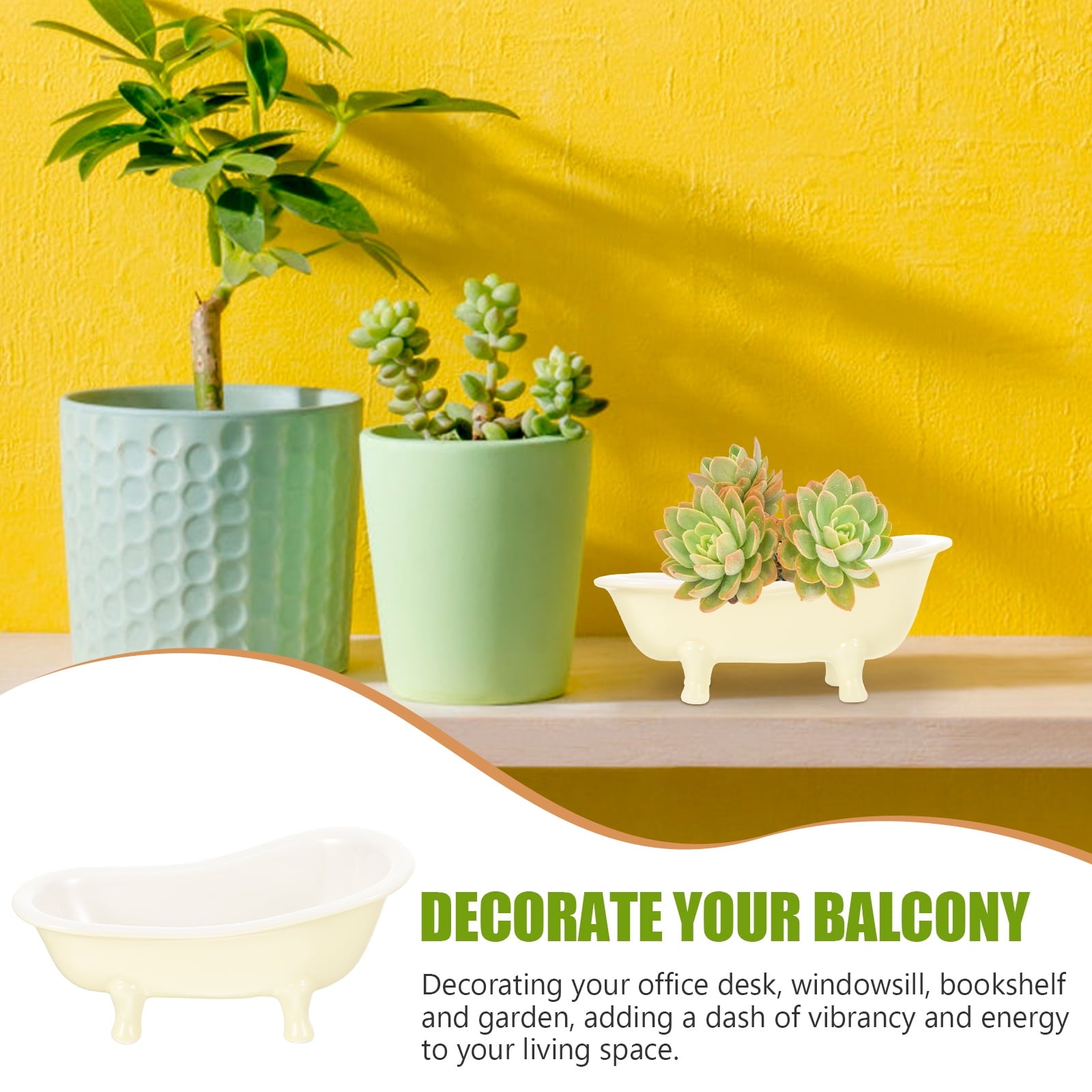 Succulent Plant Pot Mini Bathtub Figurines Flower Chic Flowerpot Planter