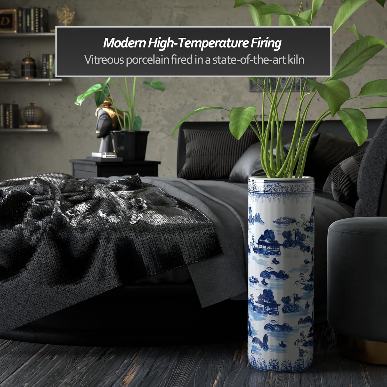 20 Blue & White Porcelain  Stand with Landscape Design