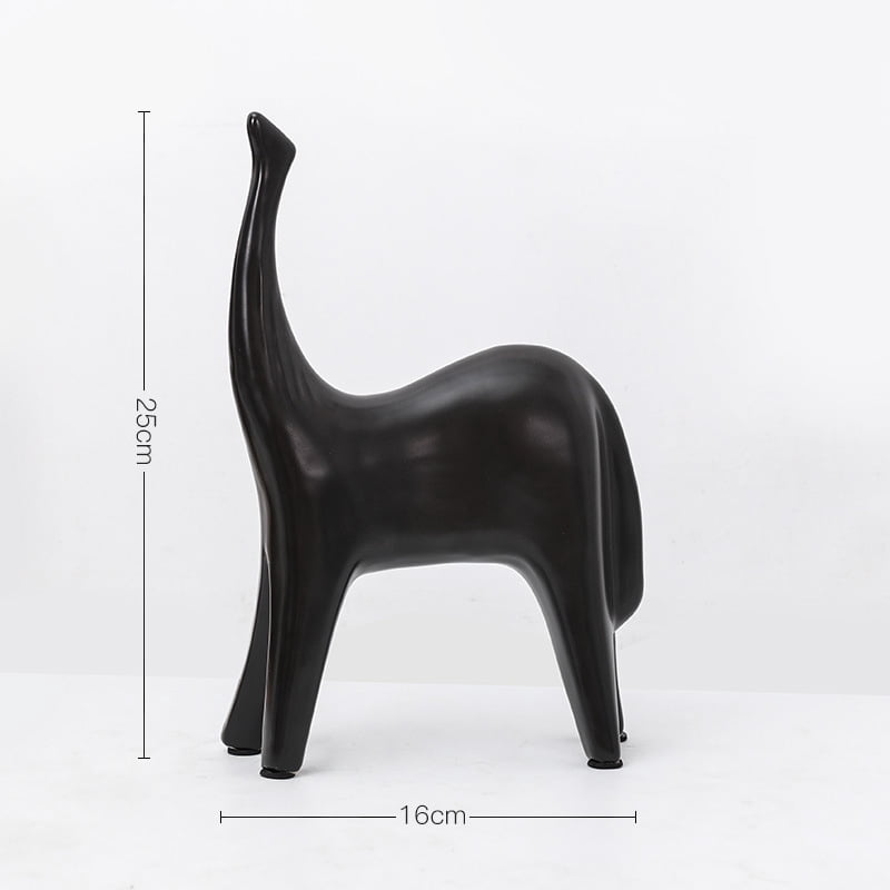 Ceramic Horse Statues，Black Modern Small Ceramic Animal Statues Decorative，Ornaments for Living Room Bedroom Office Desktop Cabinet Home Decor